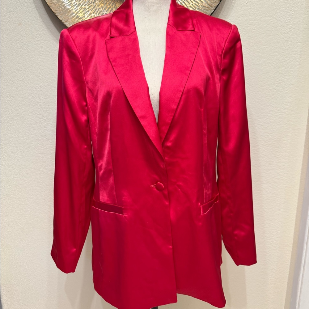 INC International Concepts Red Blazer with Notched Lapels